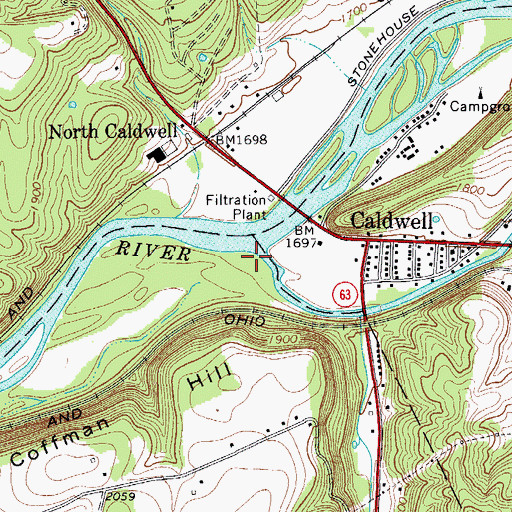 Topographic Map of Howard Creek, WV