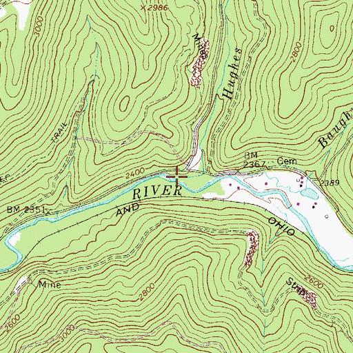Topographic Map of Hughes Run, WV