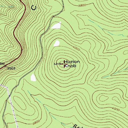 Topographic Map of Hutton Knob, WV