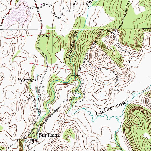 Topographic Map of Indian Creek, WV