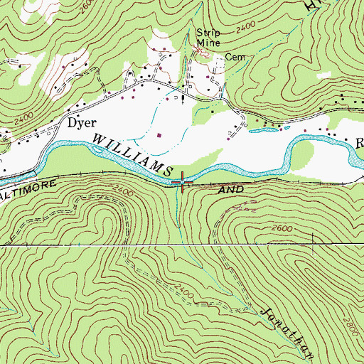 Topographic Map of Jonathan Run, WV