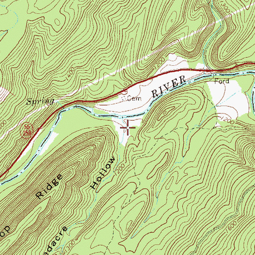 Topographic Map of Landacre Hollow, WV