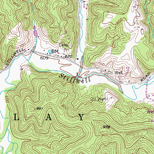 Topographic Map of Left Fork Stillwell Creek, WV