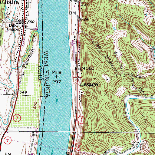 Topographic Map of Lesage, WV
