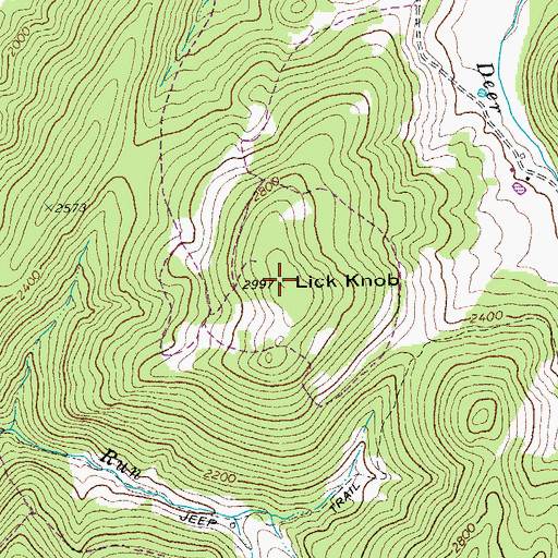Topographic Map of Lick Knob, WV