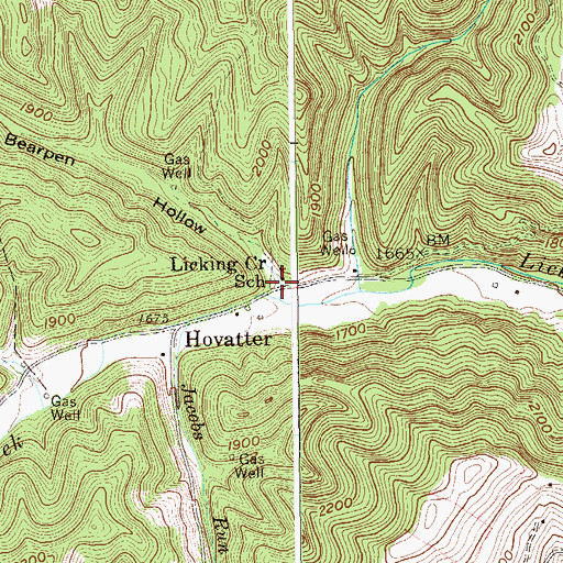 Topographic Map of Licking Creek School (historical), WV
