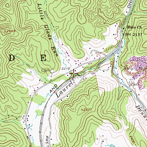 Topographic Map of Little Glade Run, WV