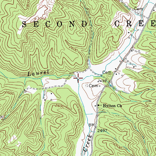 Topographic Map of Little Laurel Creek, WV