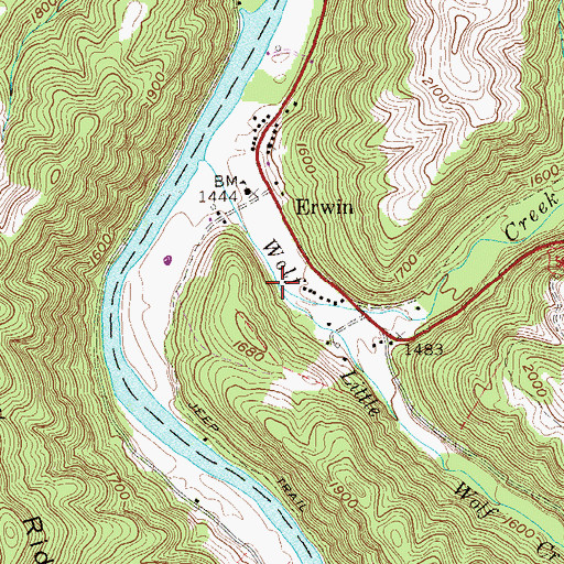Topographic Map of Little Wolf Creek, WV