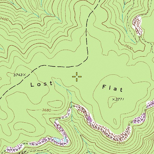 Topographic Map of Lost Flat, WV
