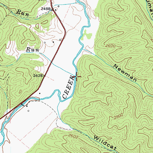 Topographic Map of Mash Run, WV