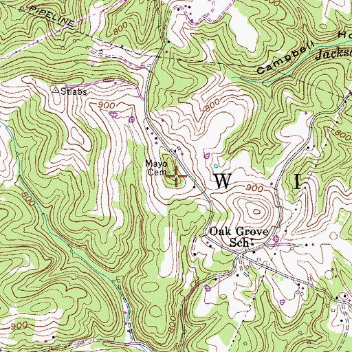 Topographic Map of Mayo Cemetery, WV