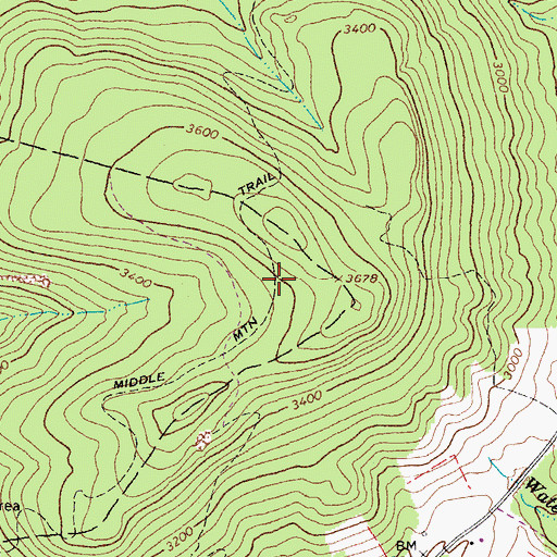 Topographic Map of Middle Mountain Trail, WV