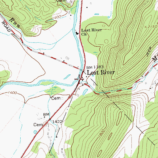 Topographic Map of Mill Gap Run, WV