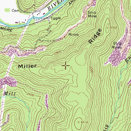 Topographic Map of Miller Ridge, WV
