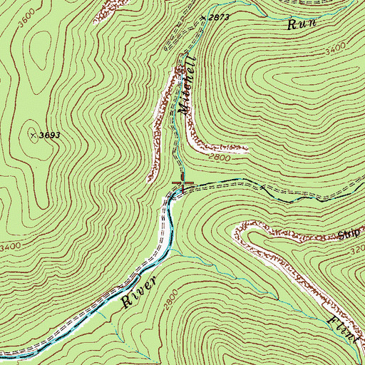 Topographic Map of Mitchell Run, WV