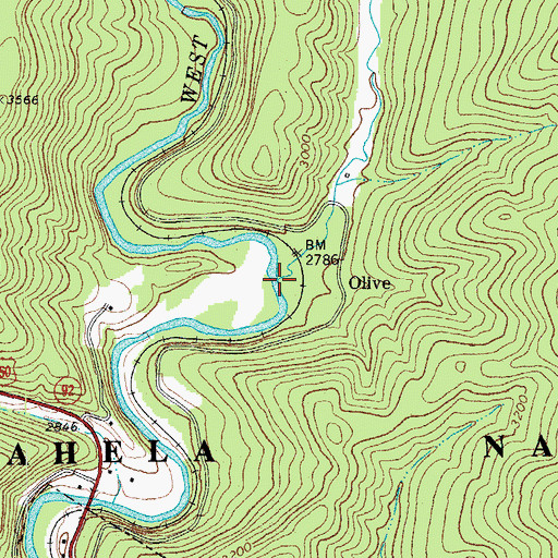 Topographic Map of Mountain Lick Creek, WV