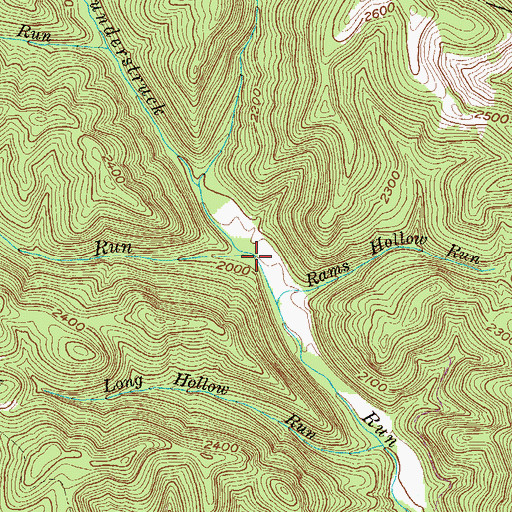 Topographic Map of Mud Lick Run, WV