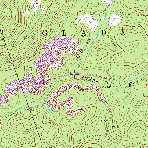 Topographic Map of O'Brien Fork, WV