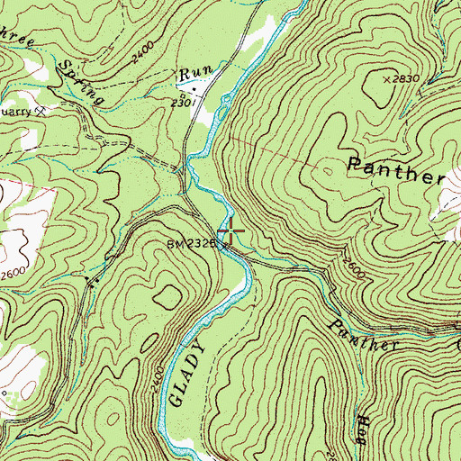 Topographic Map of Panther Camp Run, WV