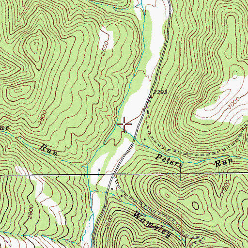 Topographic Map of Peters Run, WV