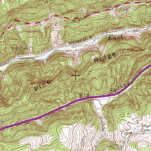 Topographic Map of Pine Ridge, WV