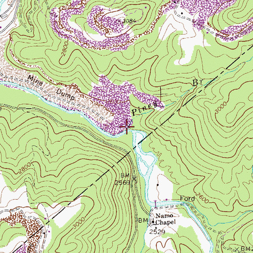 Topographic Map of Piney Branch, WV