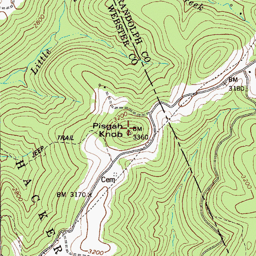 Topographic Map of Pisgah Knob, WV