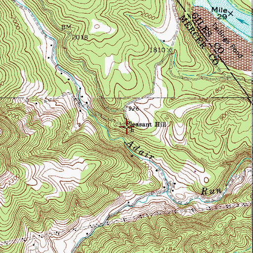 Topographic Map of Pleasant Hill Church, WV