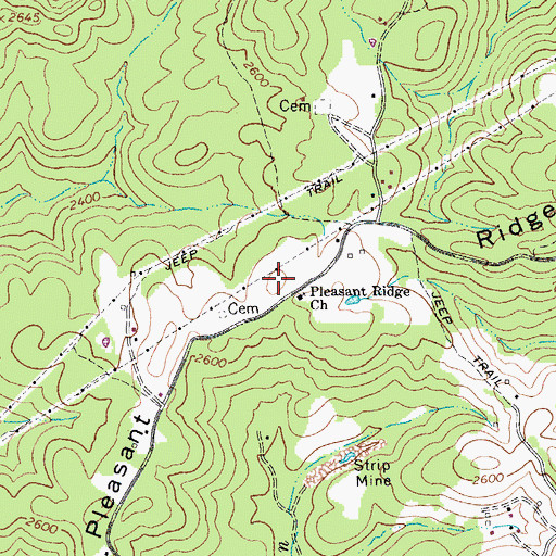 Topographic Map of Pleasant Ridge, WV