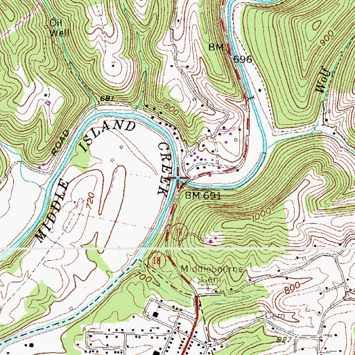 Topographic Map of Point Pleasant Creek, WV