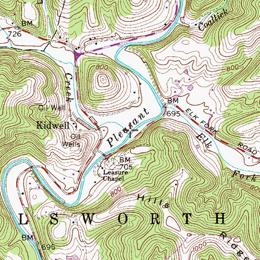 Topographic Map of Pursley Creek, WV