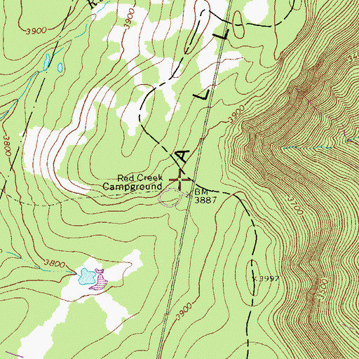 Topographic Map of Red Creek Campground, WV