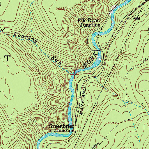Topographic Map of Red Roaring Run, WV