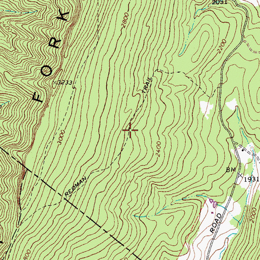 Topographic Map of Redman Trail, WV