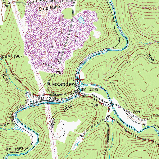 Topographic Map of Right Fork Buckhannon River, WV