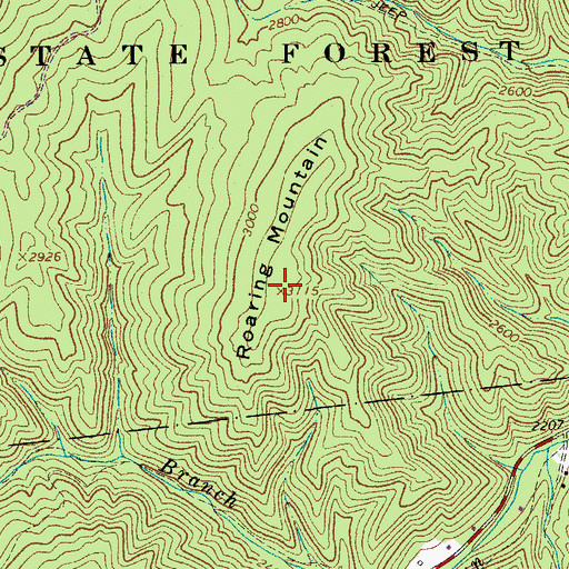 Topographic Map of Roaring Mountain, WV