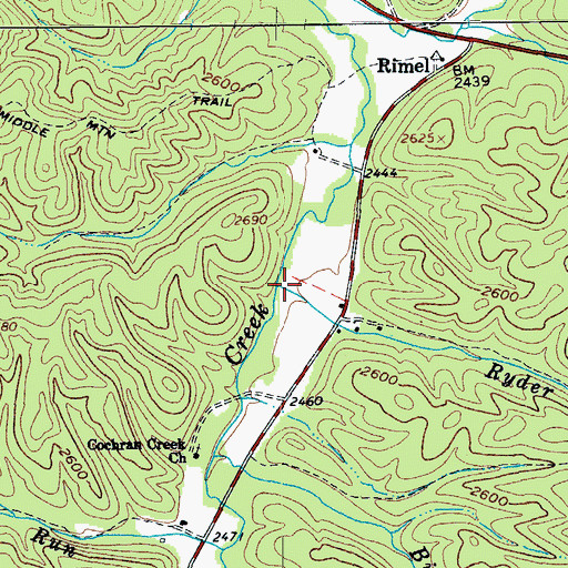 Topographic Map of Ryder Run, WV