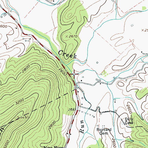 Topographic Map of Shock Run, WV