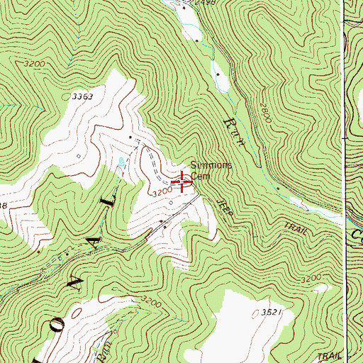 Topographic Map of Simmons Cemetery, WV