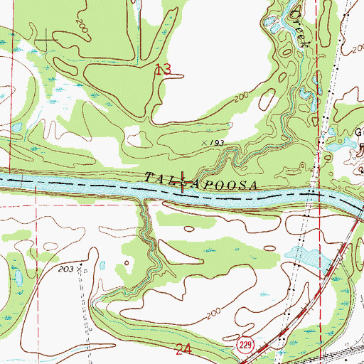 Topographic Map of Wallahatchee Creek, AL