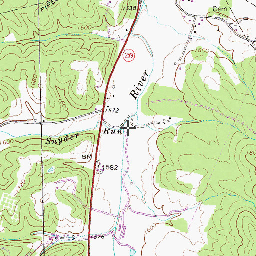 Topographic Map of Snyder Run, WV