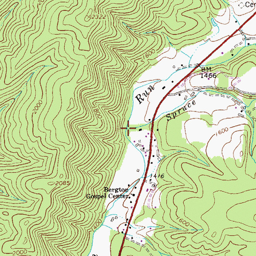 Topographic Map of Spruce Run, WV