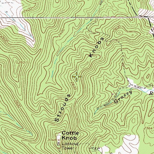 Topographic Map of Strouds Knobs, WV