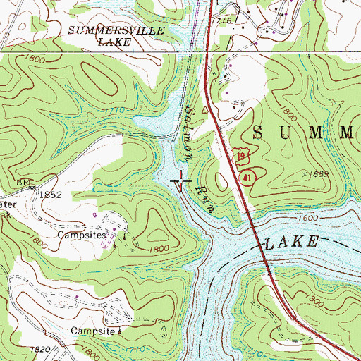 Topographic Map of Summersville Lake, WV