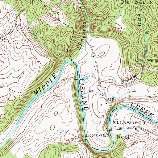 Topographic Map of Swan Run, WV