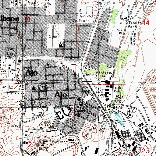 Topographic Map of Plaza Shopping Center, AZ