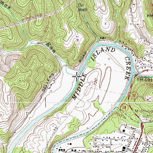 Topographic Map of Thomas Run, WV