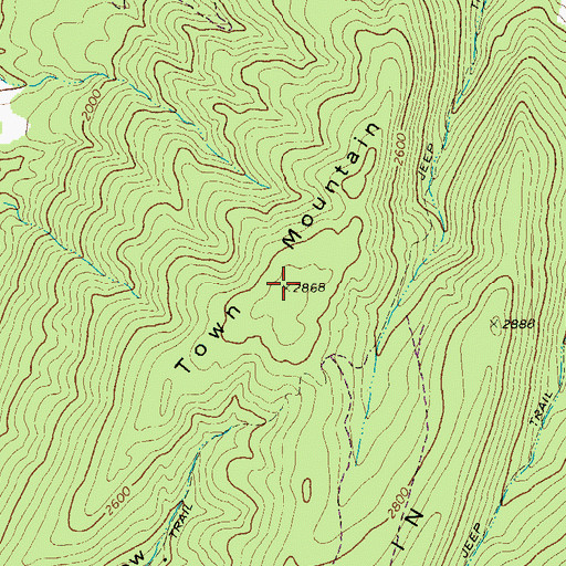 Topographic Map of Town Mountain, WV