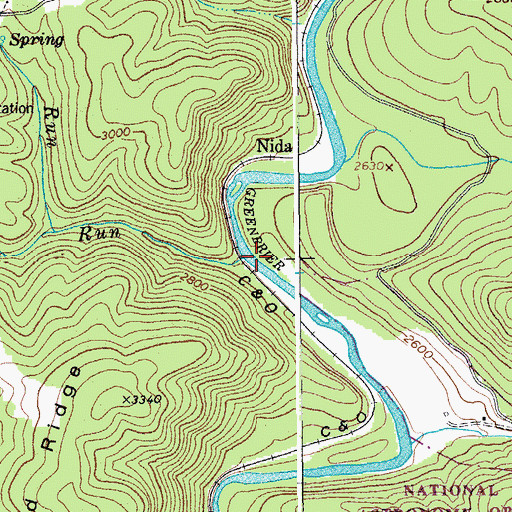Topographic Map of Trout Run, WV